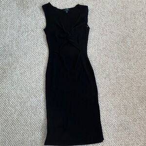 Classic Black Sleeveless Twist-Front Dress